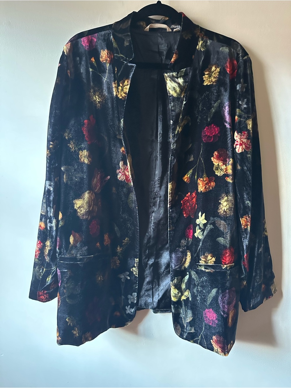 Floral Velvet Blazer Romantic Witchy Bohemian Soft Surroundings XL